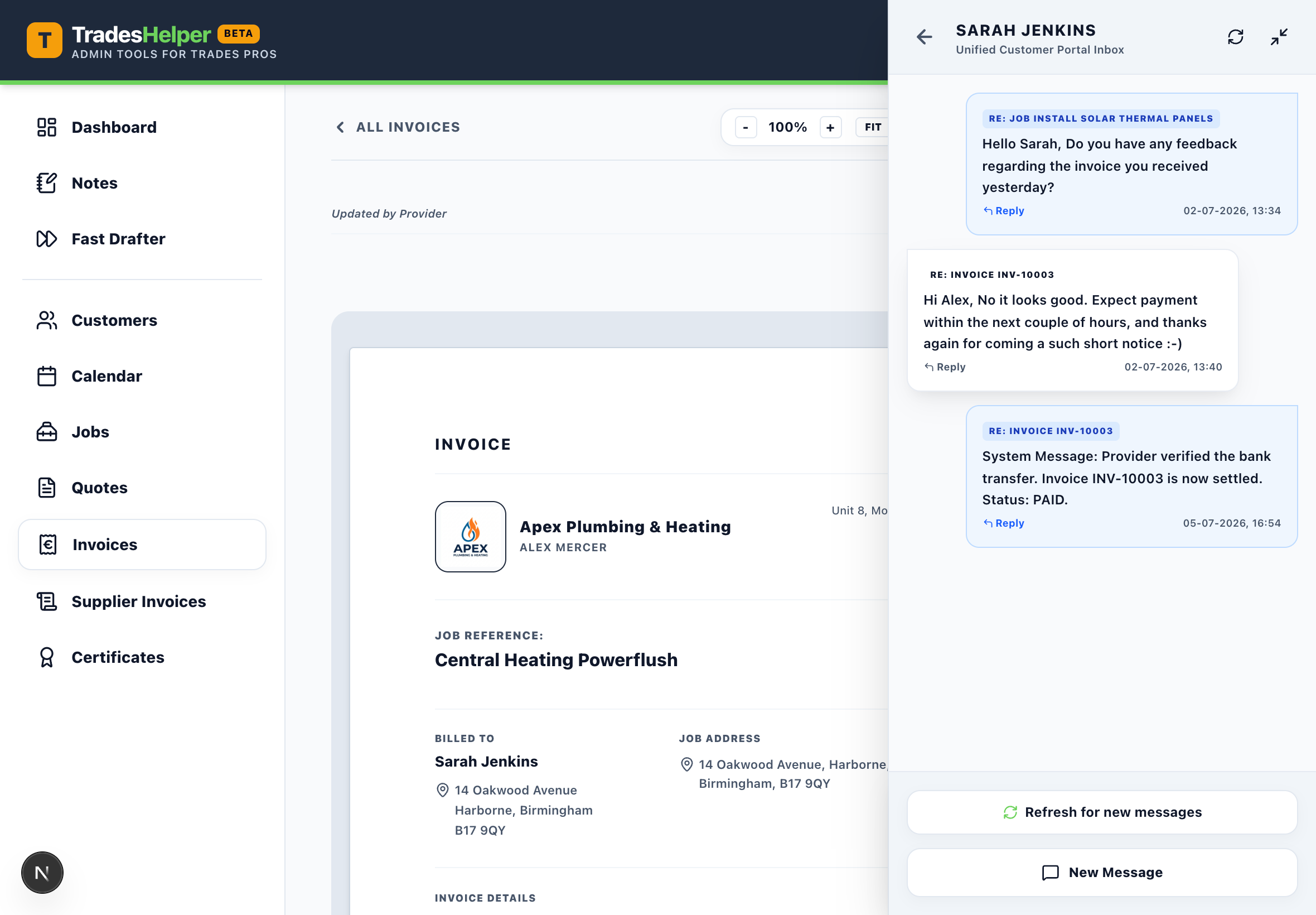 Customer Chat Screenshot