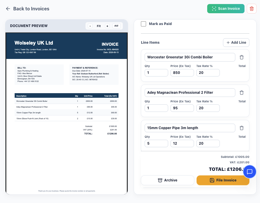 Supplier Invoices Screenshot